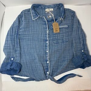 NWT Natural Life Blue Shirt with White Trim